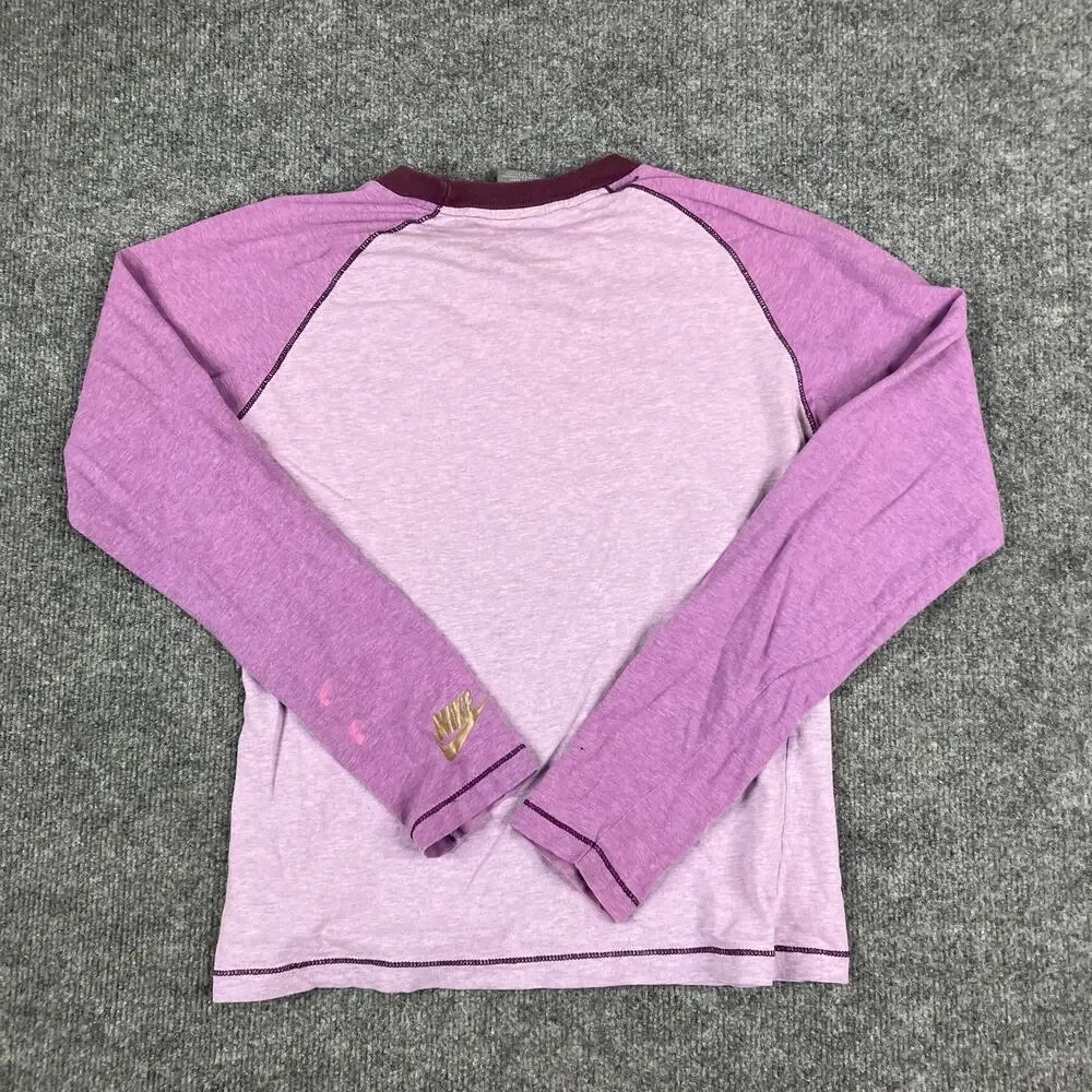 Nike Oregon Shirt Womens M Purple Long‎ Sleeve Tree Graphic Raglan Tee